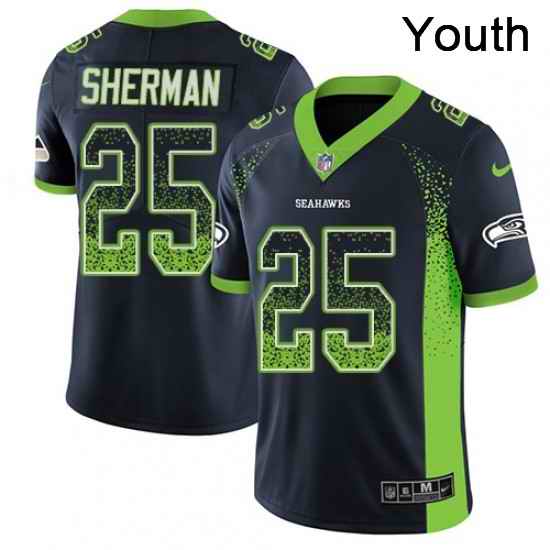 Youth Nike Seattle Seahawks 25 Richard Sherman Limited Navy Blue Rush Drift Fashion NFL Jersey